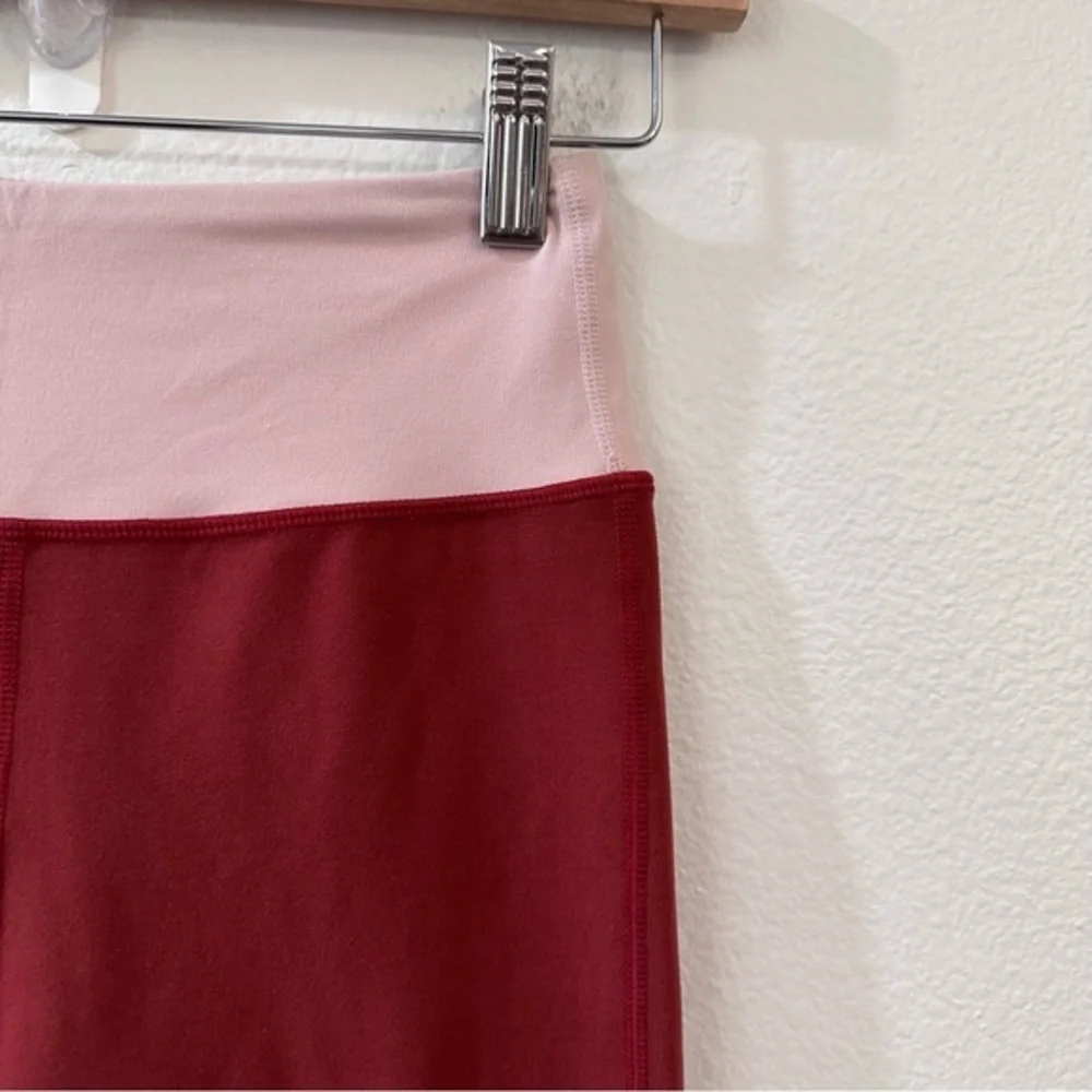 Varley Swathmore Colorblock Leggings Size XXS Red Pink Ruched‎ Hem